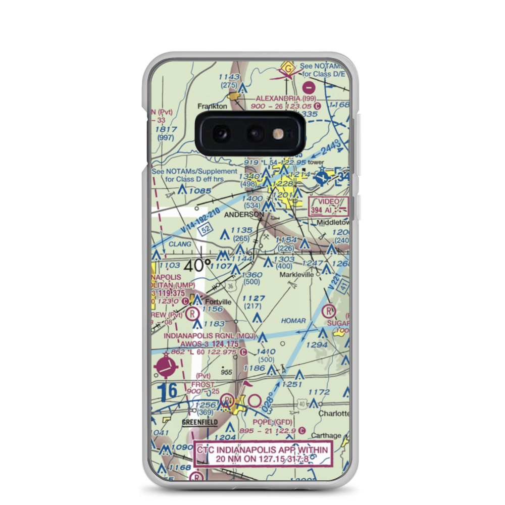 Stephenson Airport (IN32) VFR Sectional Samsung Case Samsung Galaxy S10e model shown