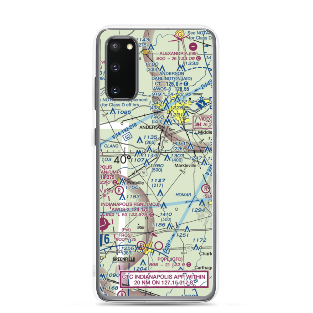 Stephenson Airport (IN32) VFR Sectional Samsung Case Samsung Galaxy S20 model shown