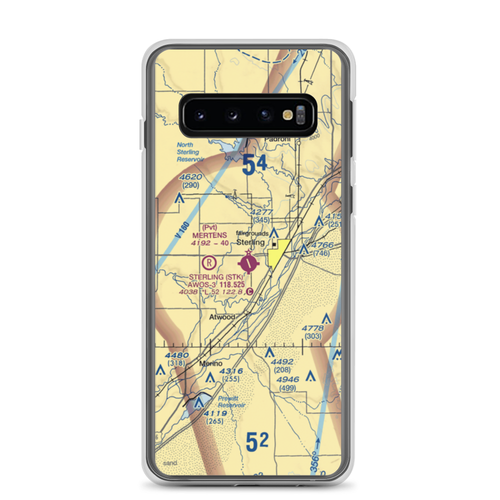 Sterling Municipal Airport (STK) VFR Sectional Samsung Case Samsung Galaxy S10 model shown
