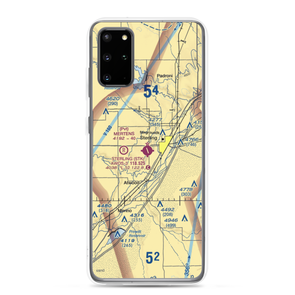 Sterling Municipal Airport (STK) VFR Sectional Samsung Case Samsung Galaxy S20 Plus model shown
