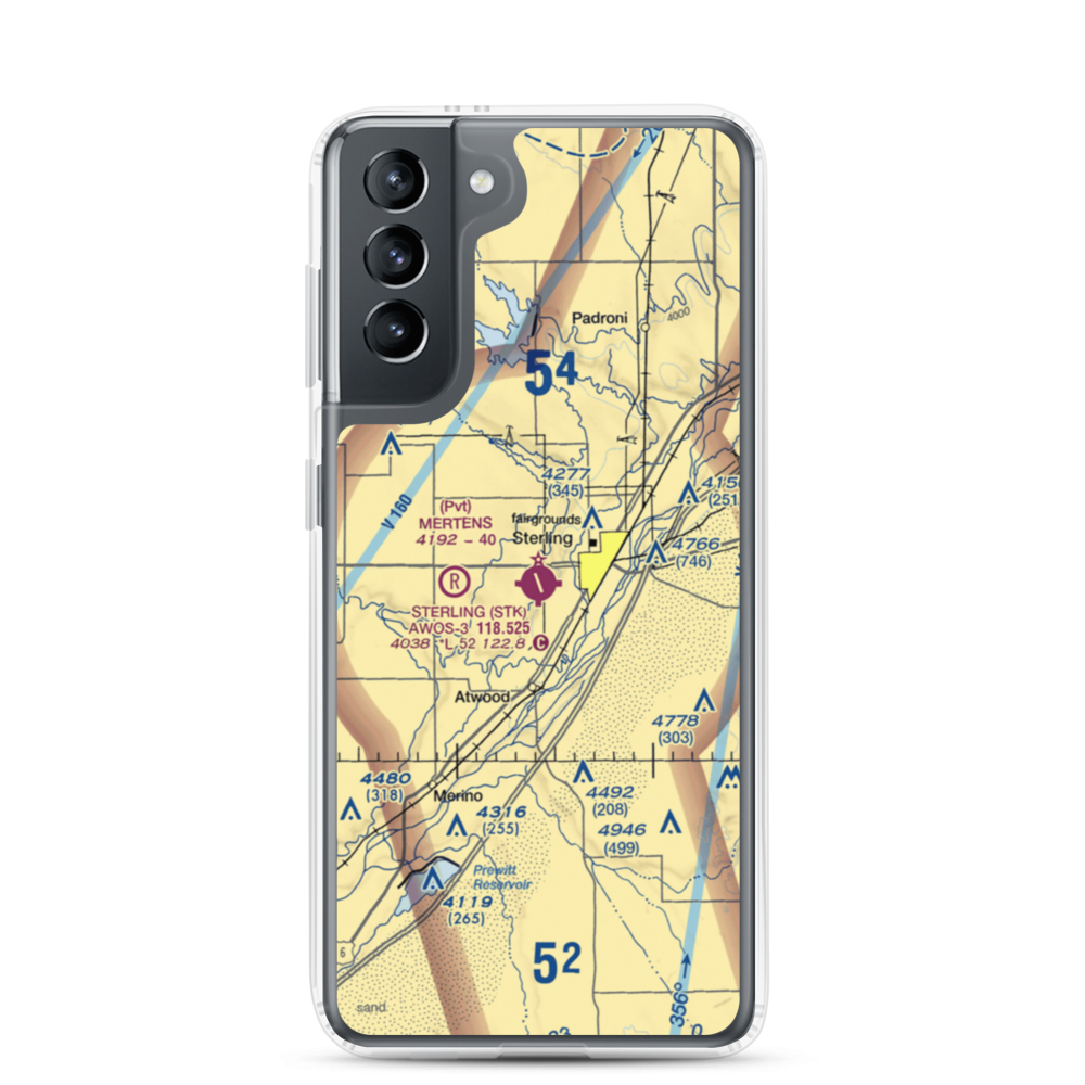 Sterling Municipal Airport (STK) VFR Sectional Samsung Case Samsung Galaxy S21 model shown