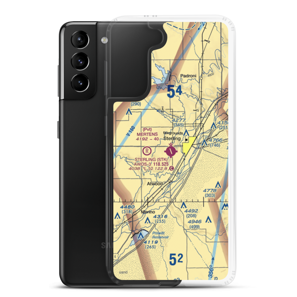 Sterling Municipal Airport (STK) VFR Sectional Samsung Case Samsung Galaxy S21 Plus model shown