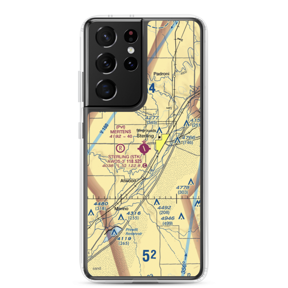 Sterling Municipal Airport (STK) VFR Sectional Samsung Case Samsung Galaxy S21 Ultra model shown