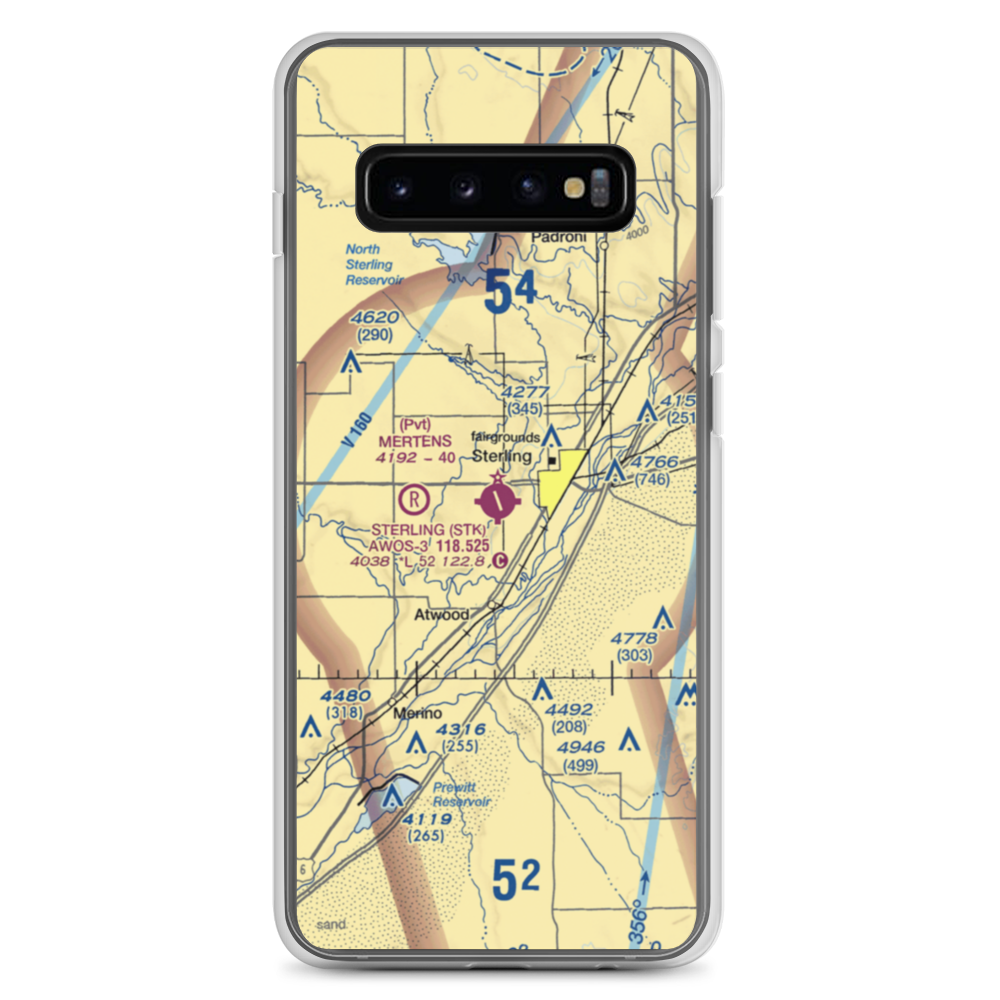 Sterling Municipal Airport (STK) VFR Sectional Samsung Case Samsung Galaxy S10+ model shown