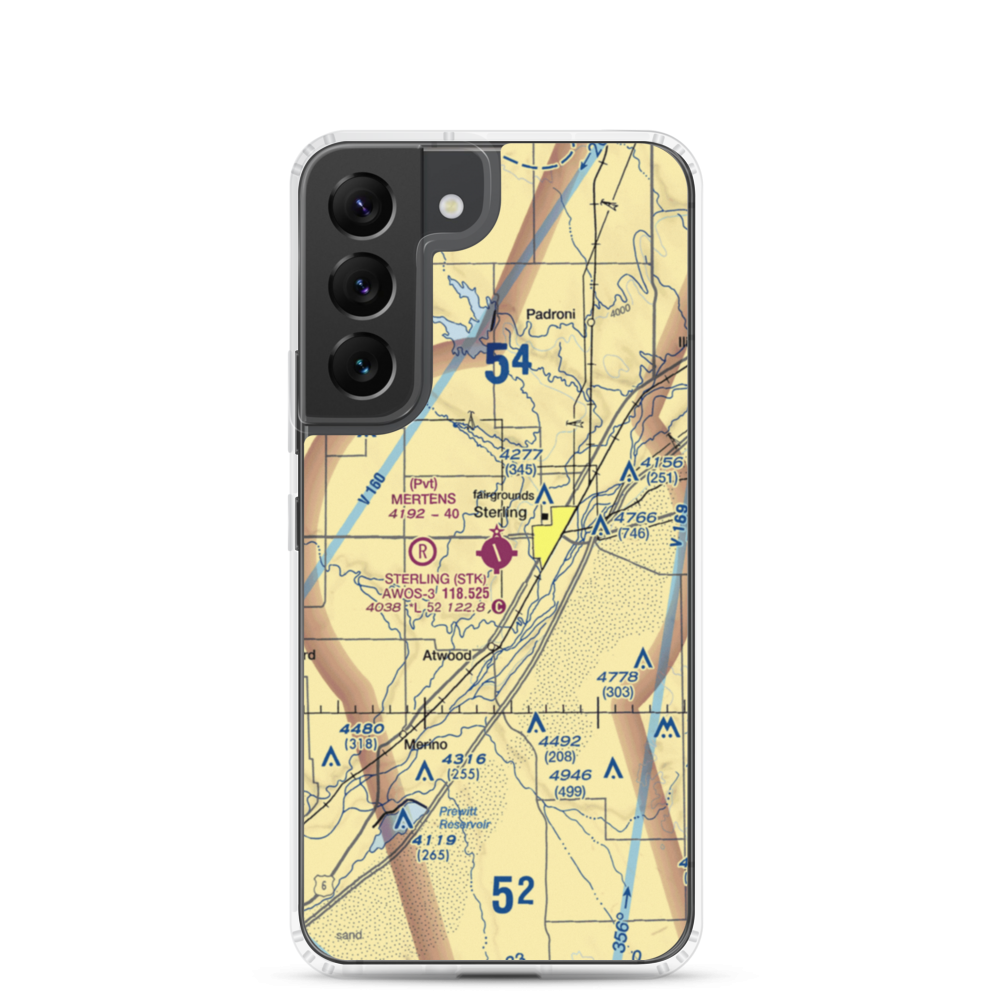 Sterling Municipal Airport (STK) VFR Sectional Samsung Case Samsung Galaxy S22 model shown