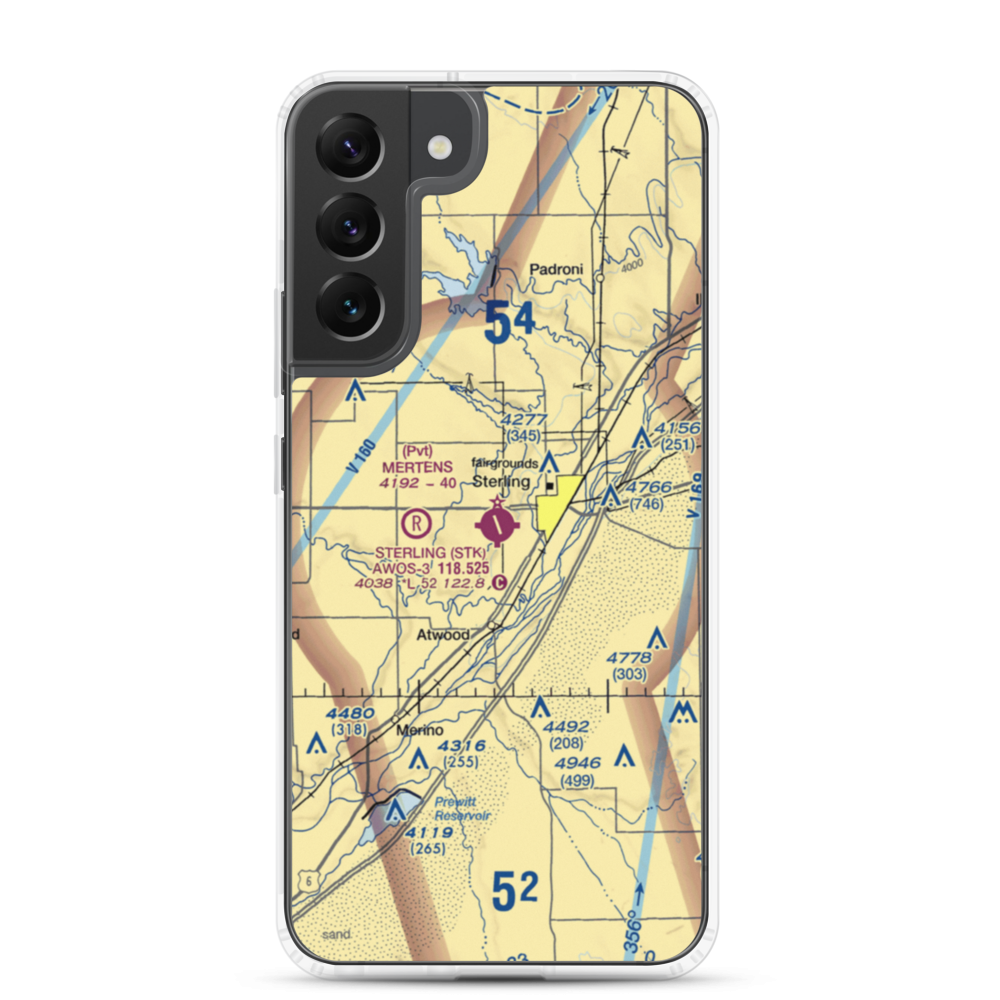 Sterling Municipal Airport (STK) VFR Sectional Samsung Case Samsung Galaxy S22 Plus model shown