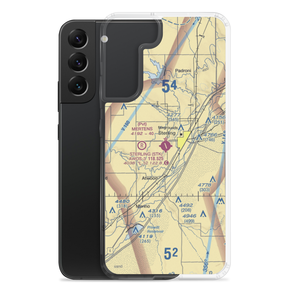Sterling Municipal Airport (STK) VFR Sectional Samsung Case Samsung Galaxy S22 Plus model shown