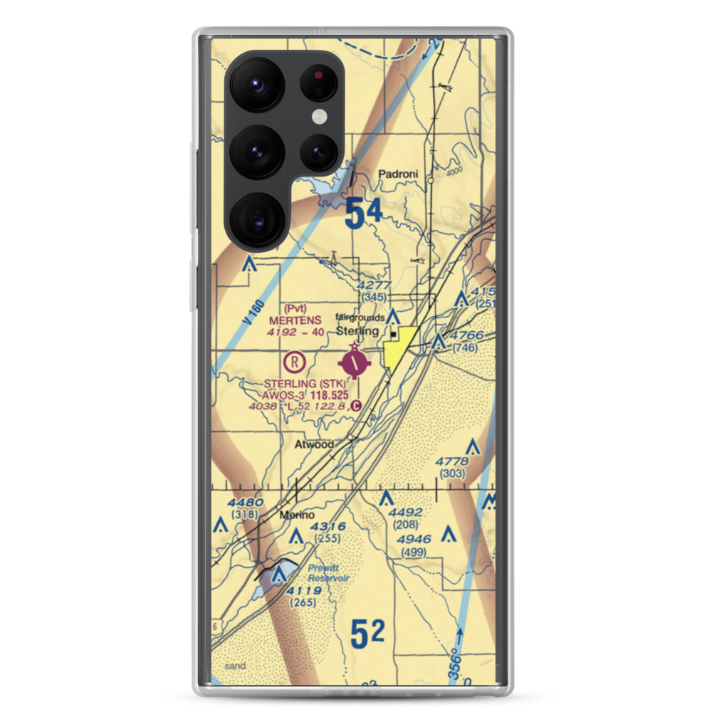Sterling Municipal Airport (STK) VFR Sectional Samsung Case Samsung Galaxy S22 Ultra model shown