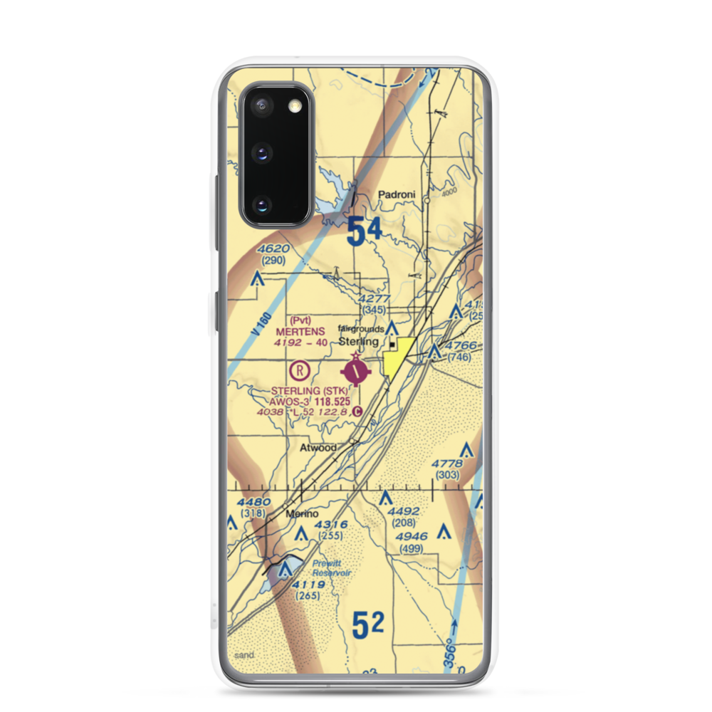 Sterling Municipal Airport (STK) VFR Sectional Samsung Case Samsung Galaxy S20 model shown
