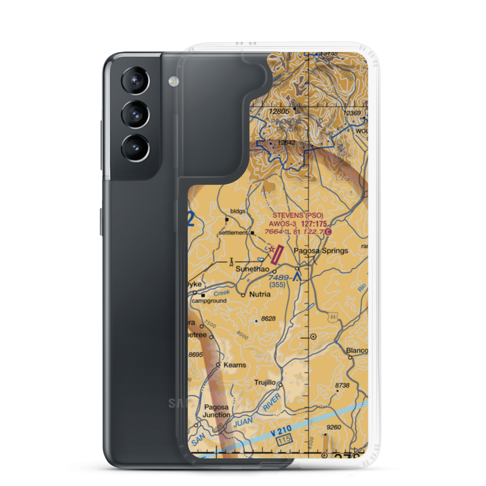 Stevens Field (PSO) VFR Sectional Samsung Case Samsung Galaxy S21 model shown