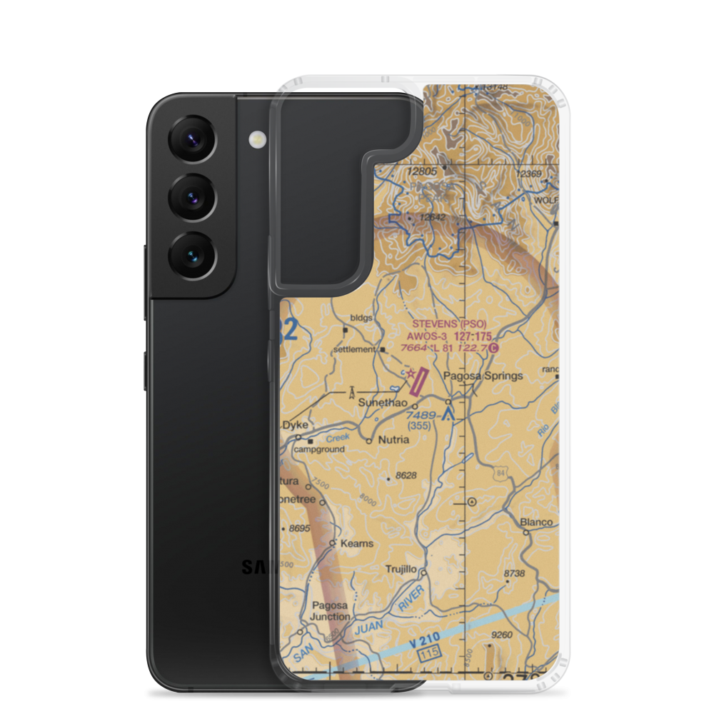 Stevens Field (PSO) VFR Sectional Samsung Case Samsung Galaxy S22 model shown