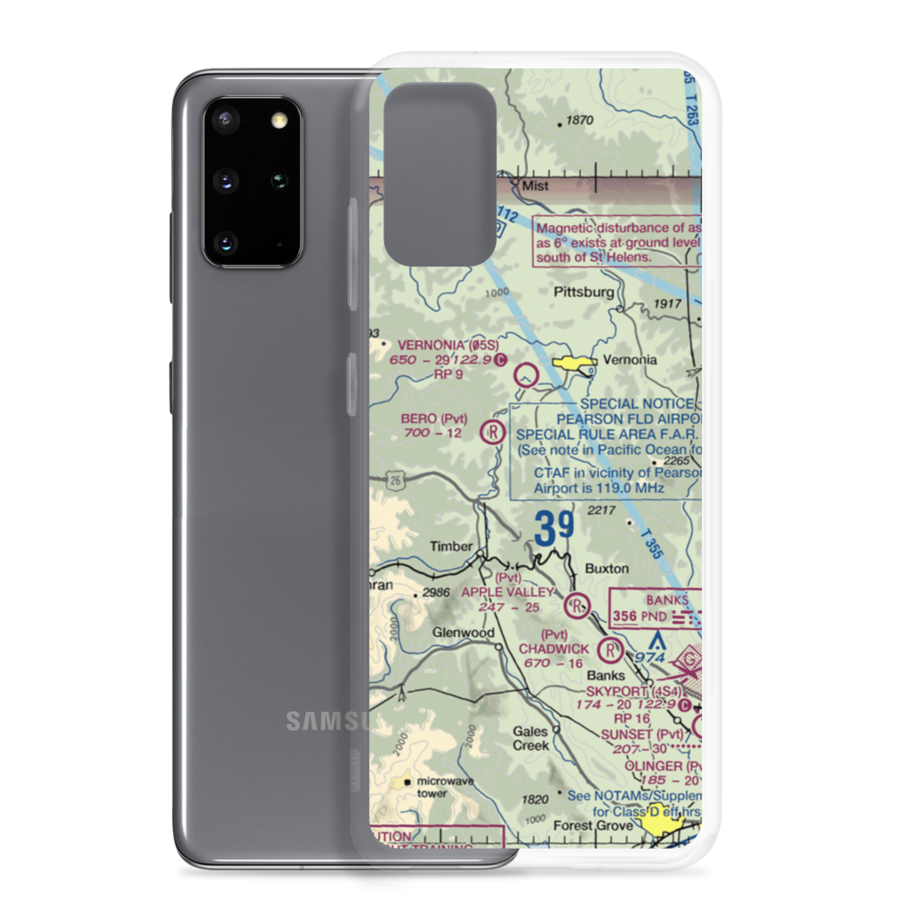 Stevens Mountain Airport (10OR) VFR Sectional Samsung Case Samsung Galaxy S20 Plus model shown