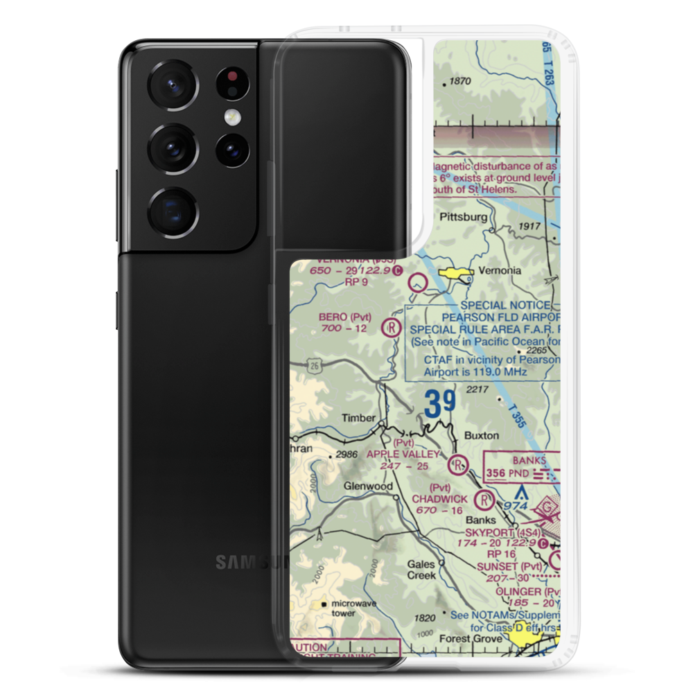Stevens Mountain Airport (10OR) VFR Sectional Samsung Case Samsung Galaxy S21 Ultra model shown