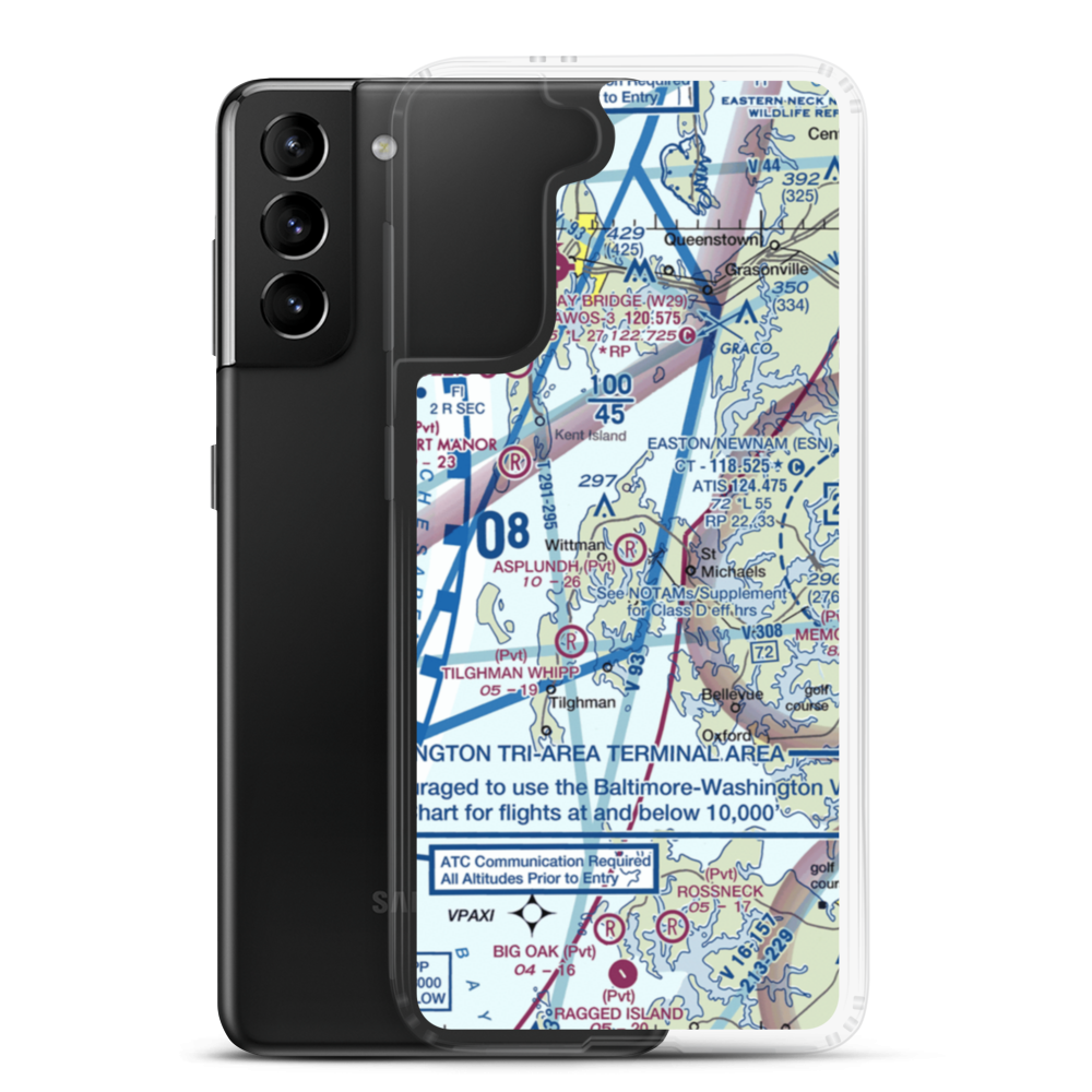 Stewart Airport (MD64) VFR Sectional Samsung Case Samsung Galaxy S21 Plus model shown