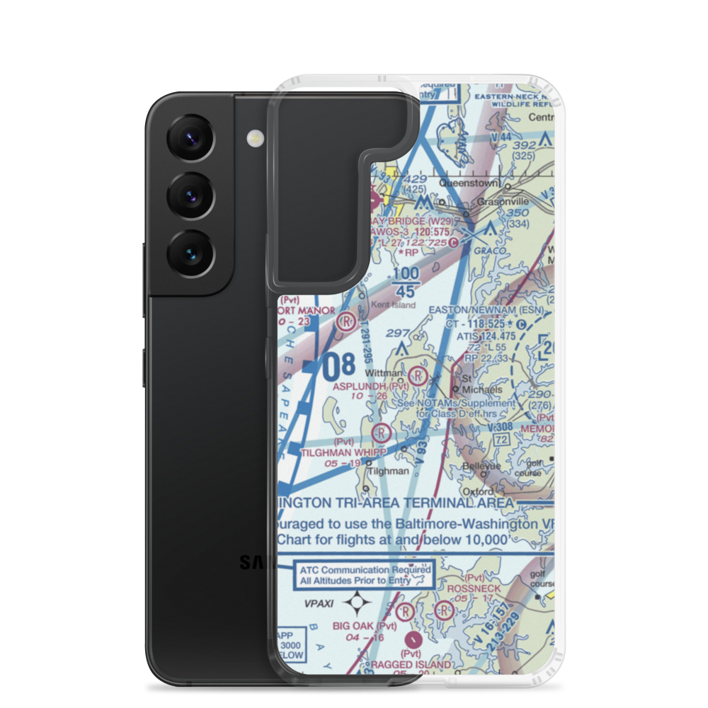 Stewart Airport (MD64) VFR Sectional Samsung Case Samsung Galaxy S22 model shown