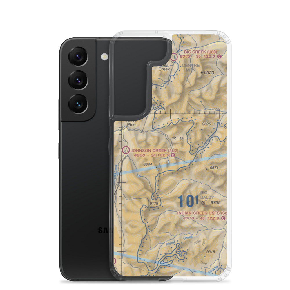 Stibnite Airport (ID41) VFR Sectional Samsung Case Samsung Galaxy S22 model shown