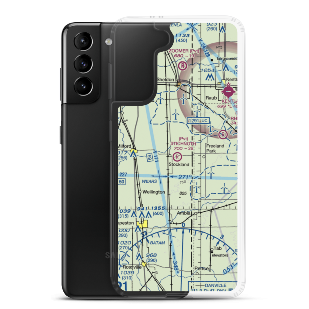 Stichnoth RLA Airport (68IL) VFR Sectional Samsung Case Samsung Galaxy S21 Plus model shown