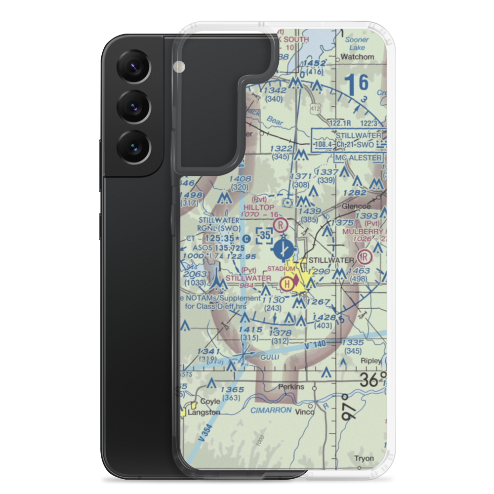 Stillwater Regional Airport (SWO) VFR Sectional Samsung Case Samsung Galaxy S22 Plus model shown