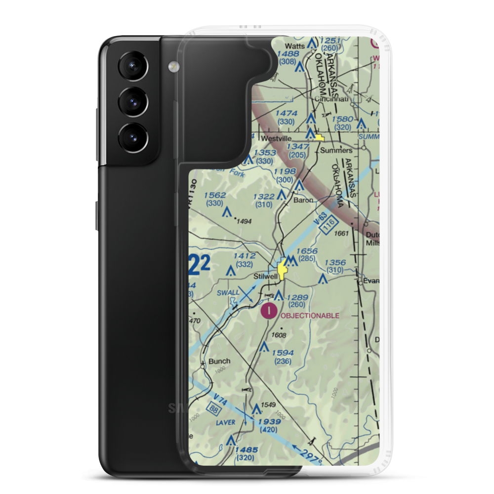 Stilwell Airport (45OL) VFR Sectional Samsung Case Samsung Galaxy S21 Plus model shown