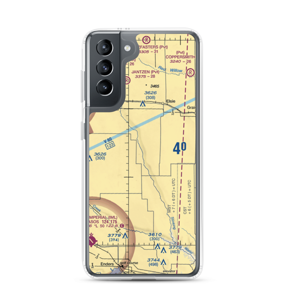 Stinking Water Creek Airport (NE73) VFR Sectional Samsung Case Samsung Galaxy S21 model shown