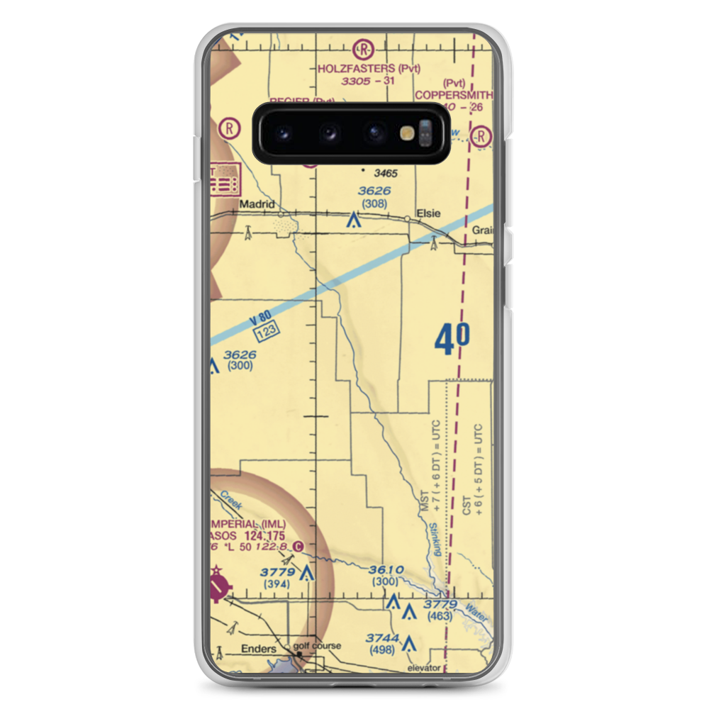 Stinking Water Creek Airport (NE73) VFR Sectional Samsung Case Samsung Galaxy S10+ model shown