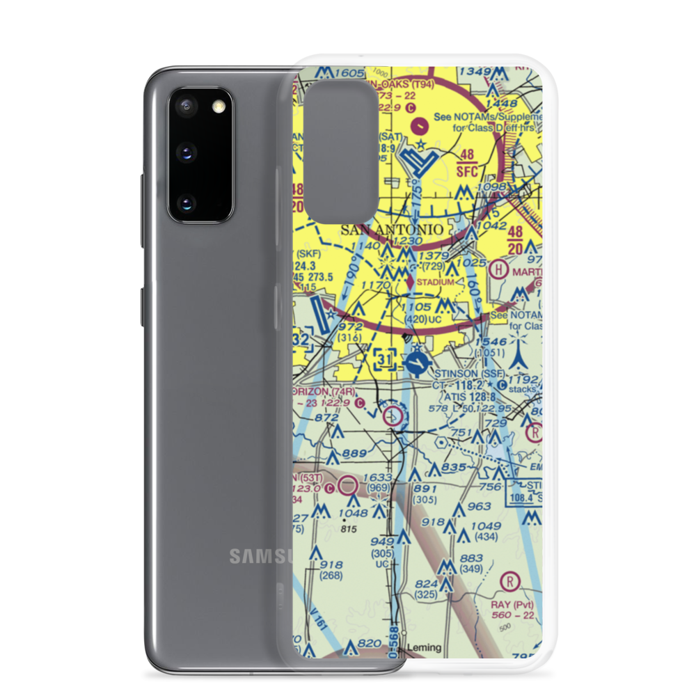 Stinson Municipal Airport (SSF) VFR Sectional Samsung Case Samsung Galaxy S20 model shown