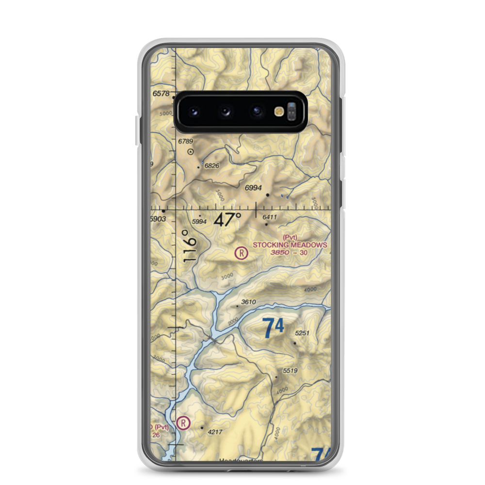 Stocking Meadows Airport (ID33) VFR Sectional Samsung Case Samsung Galaxy S10 model shown