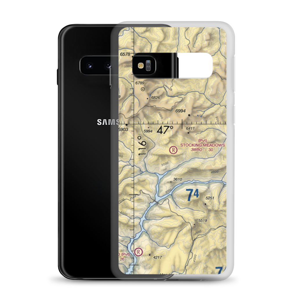 Stocking Meadows Airport (ID33) VFR Sectional Samsung Case Samsung Galaxy S10 model shown