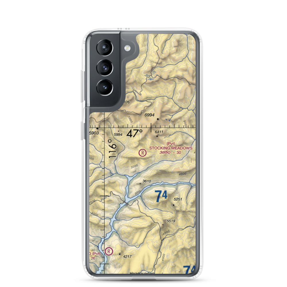 Stocking Meadows Airport (ID33) VFR Sectional Samsung Case Samsung Galaxy S21 model shown