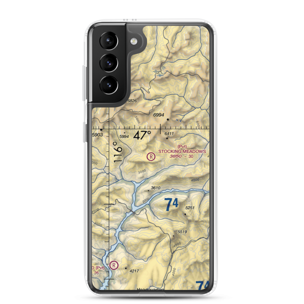 Stocking Meadows Airport (ID33) VFR Sectional Samsung Case Samsung Galaxy S21 Plus model shown