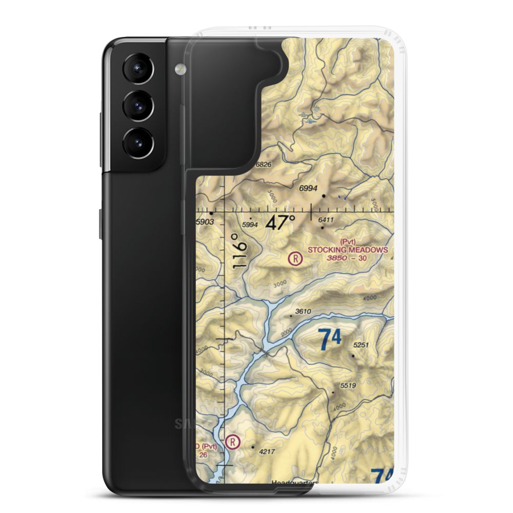 Stocking Meadows Airport (ID33) VFR Sectional Samsung Case Samsung Galaxy S21 Plus model shown