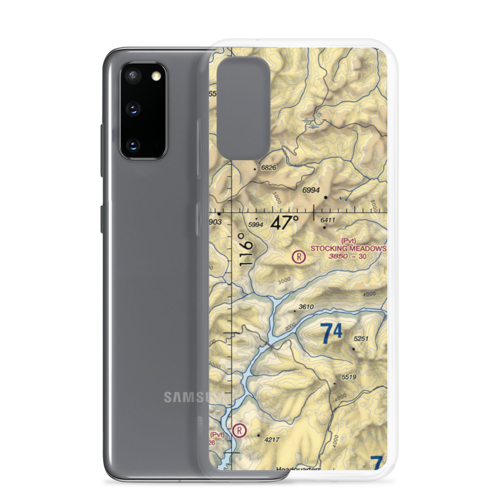 Stocking Meadows Airport (ID33) VFR Sectional Samsung Case Samsung Galaxy S20 model shown