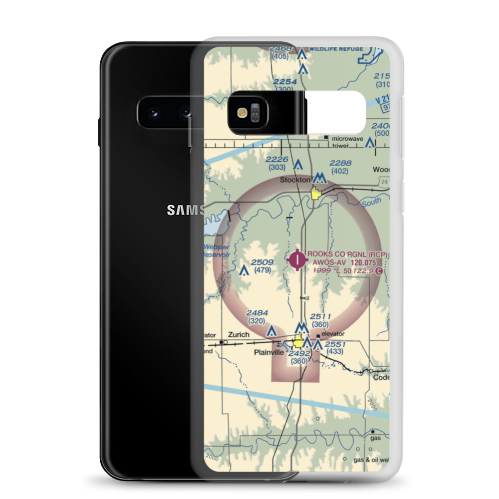 Stockton / Rooks County Regional (KRCP) VFR Sectional Samsung Case Samsung Galaxy S10 model shown