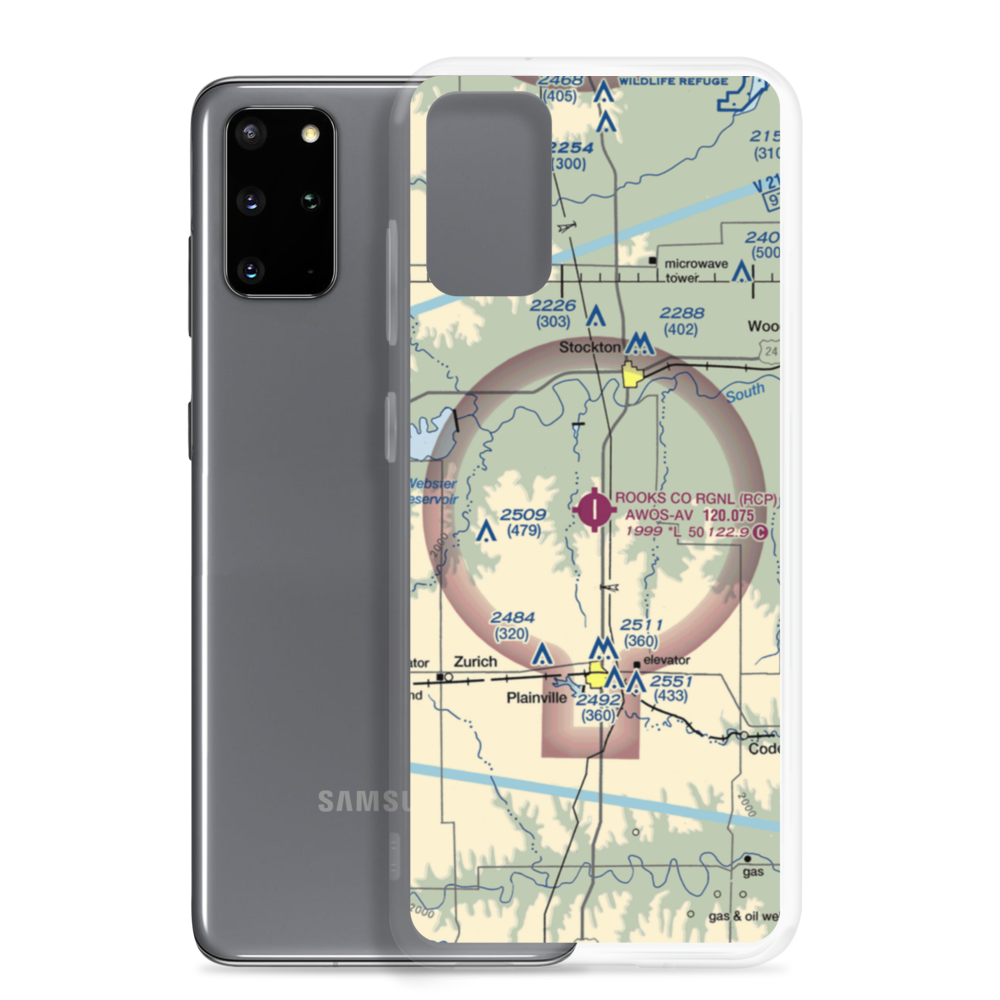 Stockton / Rooks County Regional (KRCP) VFR Sectional Samsung Case Samsung Galaxy S20 Plus model shown