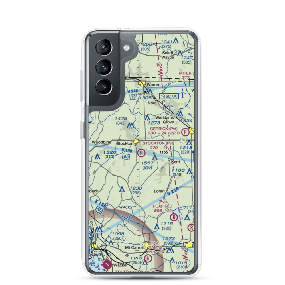 Stockton Airport (IS37) VFR Sectional Samsung Case Samsung Galaxy S21 model shown
