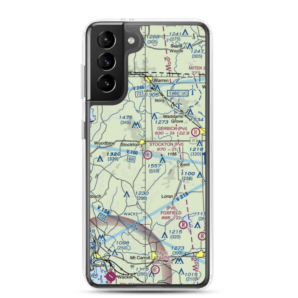Stockton Airport (IS37) VFR Sectional Samsung Case Samsung Galaxy S21 Plus model shown