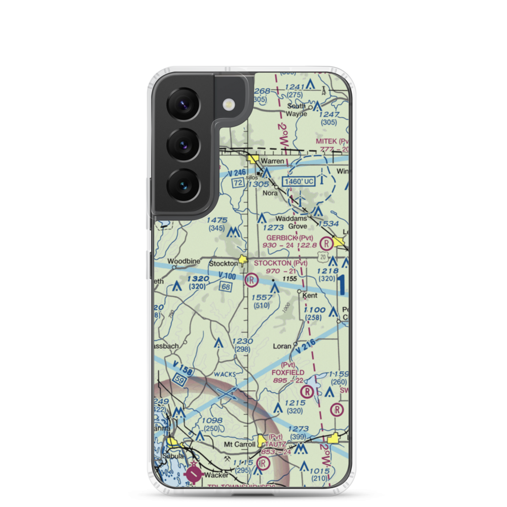 Stockton Airport (IS37) VFR Sectional Samsung Case Samsung Galaxy S22 model shown