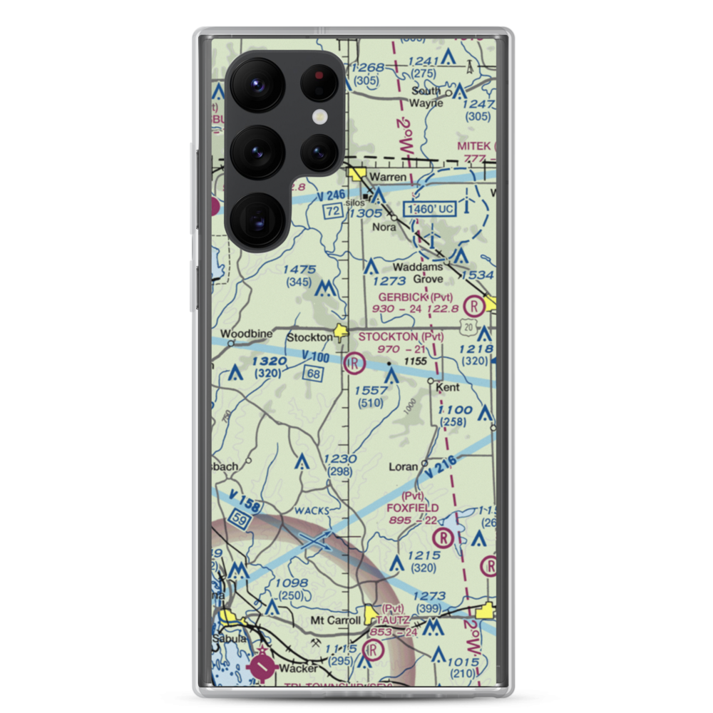 Stockton Airport (IS37) VFR Sectional Samsung Case Samsung Galaxy S22 Ultra model shown