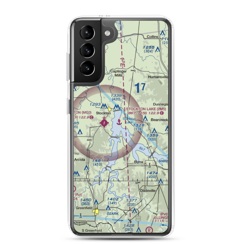Stockton Lake Seaplane Base (2M5) VFR Sectional Samsung Case Samsung Galaxy S21 Plus model shown