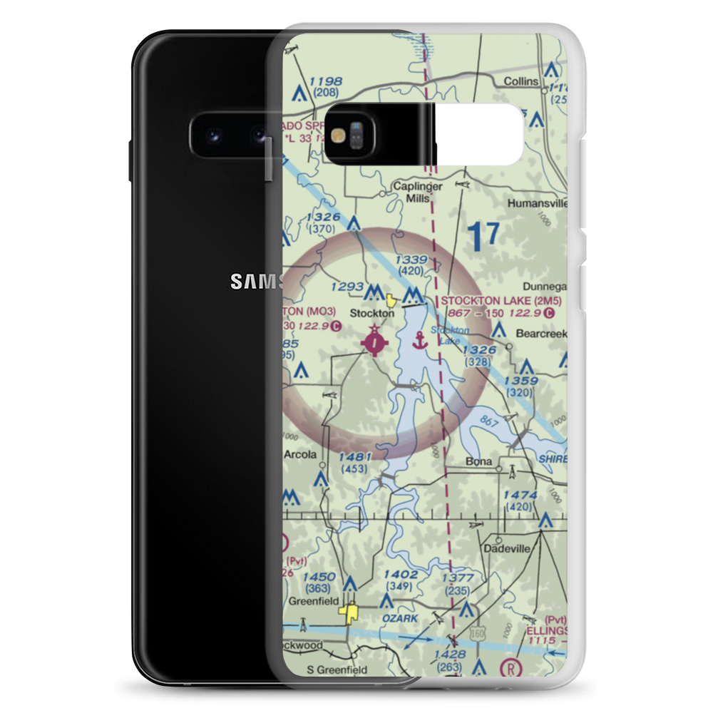 Stockton Lake Seaplane Base (2M5) VFR Sectional Samsung Case Samsung Galaxy S10+ model shown