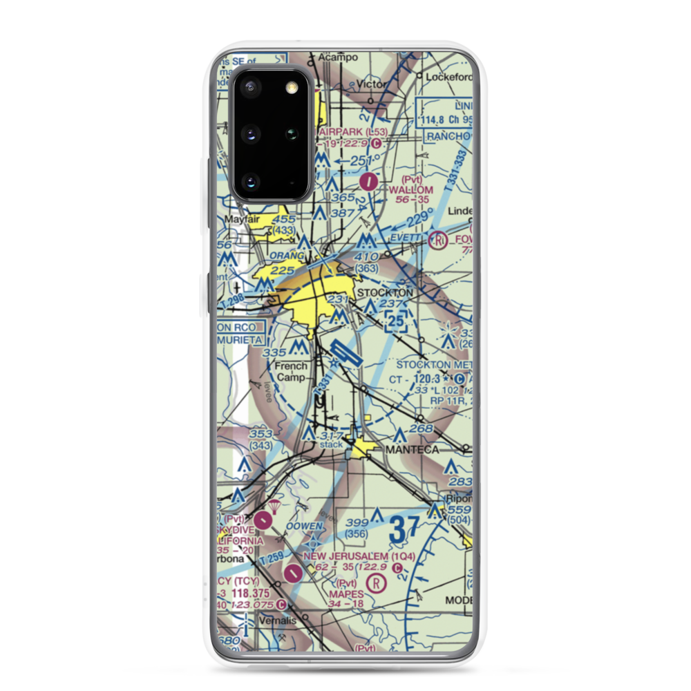 Stockton Metropolitan Airport (SCK) VFR Sectional Samsung Case Samsung Galaxy S20 Plus model shown