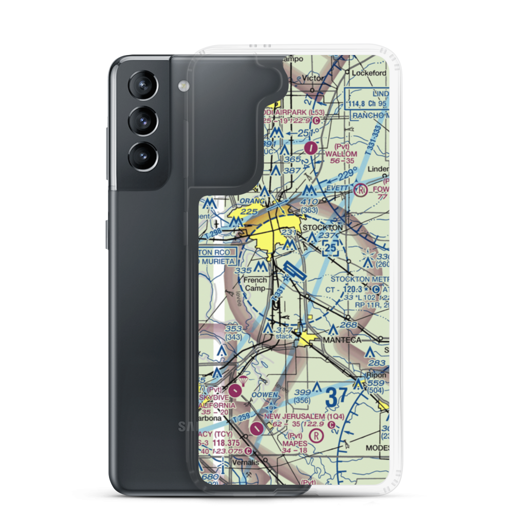 Stockton Metropolitan Airport (SCK) VFR Sectional Samsung Case Samsung Galaxy S21 model shown