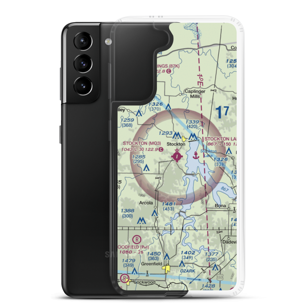 Stockton Municipal Airport (MO3) VFR Sectional Samsung Case Samsung Galaxy S21 Plus model shown