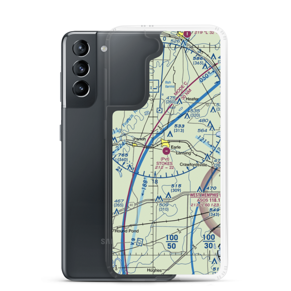 Stokes Airport (63AR) VFR Sectional Samsung Case Samsung Galaxy S21 model shown