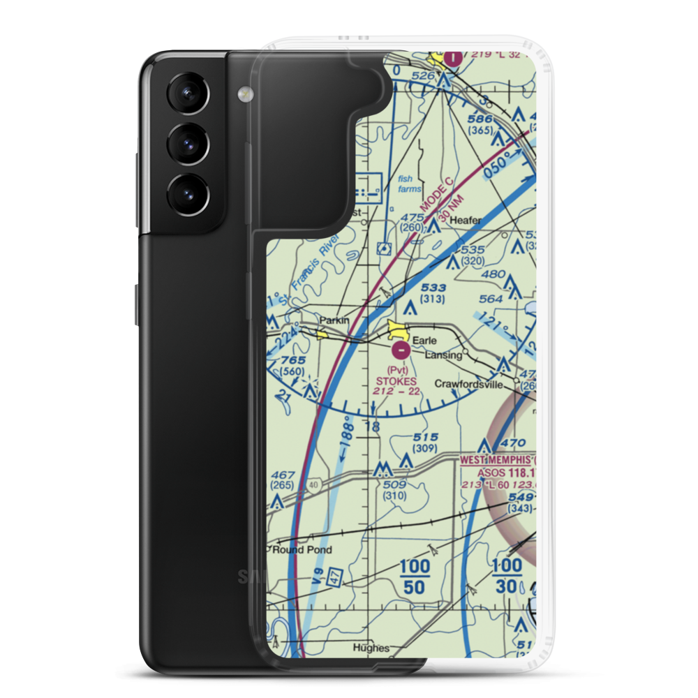 Stokes Airport (63AR) VFR Sectional Samsung Case Samsung Galaxy S21 Plus model shown