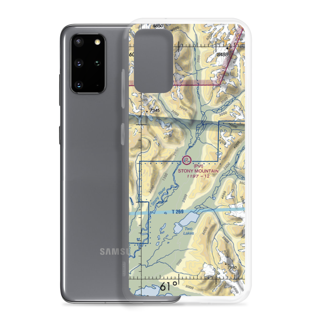 Stony Mountain Lodge Airport (AK53) VFR Sectional Samsung Case Samsung Galaxy S20 Plus model shown