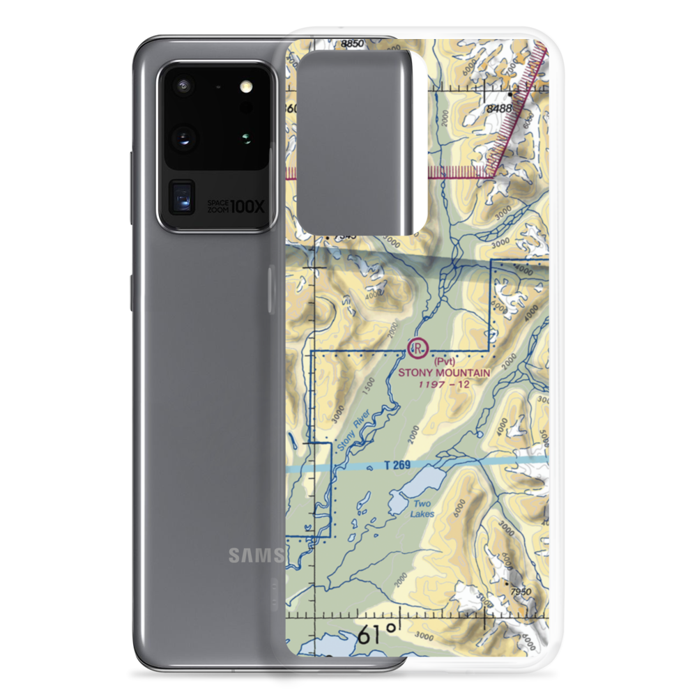 Stony Mountain Lodge Airport (AK53) VFR Sectional Samsung Case Samsung Galaxy S20 Ultra model shown
