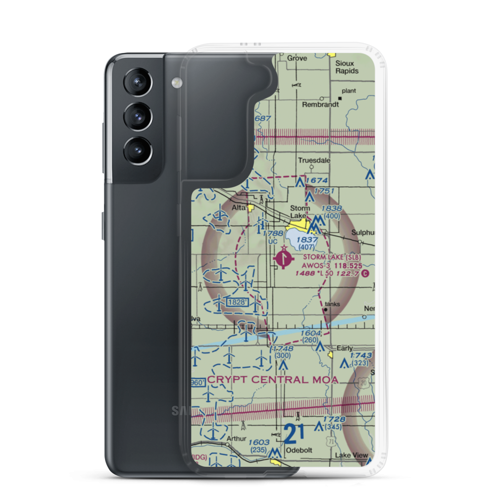 Storm Lake Municipal Airport (SLB) VFR Sectional Samsung Case Samsung Galaxy S21 model shown