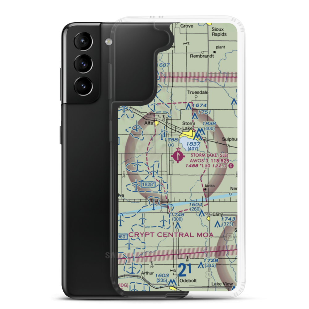 Storm Lake Municipal Airport (SLB) VFR Sectional Samsung Case Samsung Galaxy S21 Plus model shown