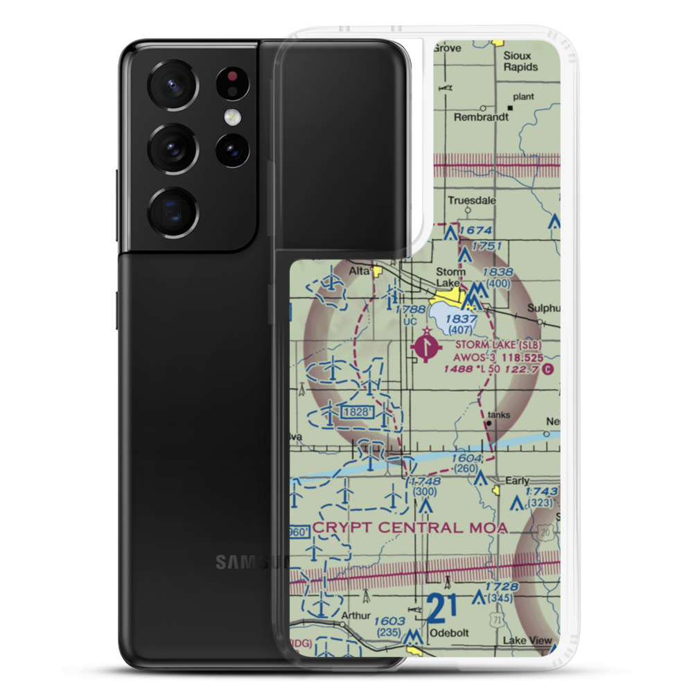 Storm Lake Municipal Airport (SLB) VFR Sectional Samsung Case Samsung Galaxy S21 Ultra model shown